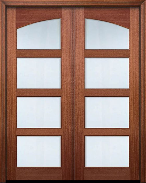 WDMA 60x96 Door (5ft by 8ft) Exterior Mahogany 96in Double 4 Lite Continental TDL Arch Lite DoorCraft Door w/Bevel IG 1