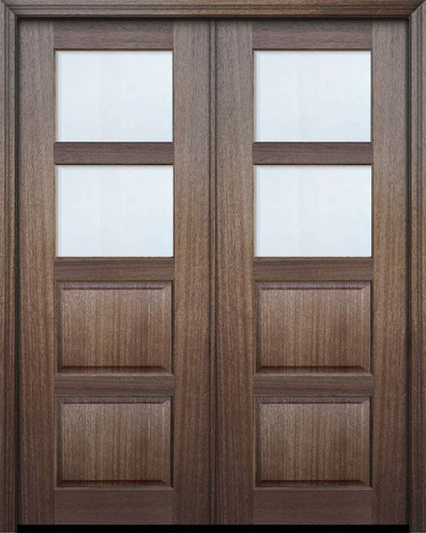 WDMA 60x96 Door (5ft by 8ft) Exterior Mahogany 96in Double 2 lite TDL Continental DoorCraft Door w/Bevel IG 1