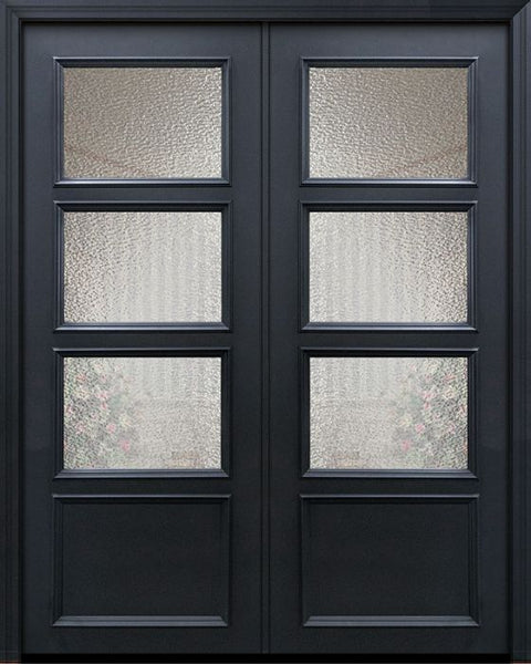 WDMA 60x96 Door (5ft by 8ft) Exterior 96in ThermaPlus Steel 3 Lite 1 Panel Continental Double Door w/ Textured Glass 1