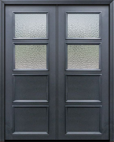 WDMA 60x96 Door (5ft by 8ft) Exterior 96in ThermaPlus Steel 2 Lite 2 Panel Continental Double Door w/ Textured Glass 1