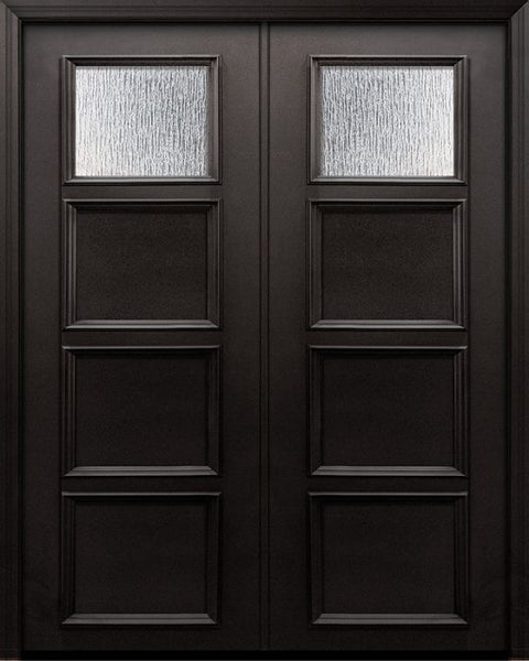 WDMA 60x96 Door (5ft by 8ft) Exterior 96in ThermaPlus Steel 1 Lite 3 Panel Continental Double Door w/ Textured Glass 1