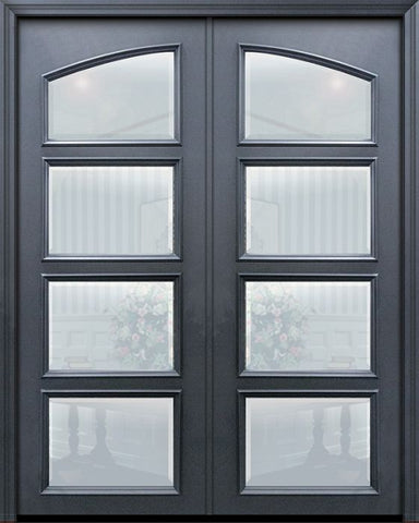 WDMA 60x96 Door (5ft by 8ft) Exterior 96in ThermaPlus Steel Square Top 4 Lite Continental Double Door w/ Beveled Glass 1