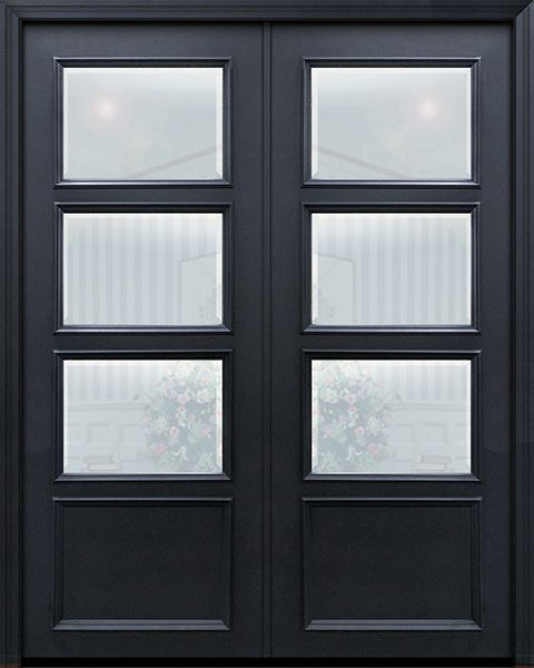 WDMA 60x96 Door (5ft by 8ft) Exterior 96in ThermaPlus Steel 3 Lite 1 Panel Continental Double Door w/ Beveled Glass 1