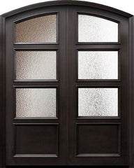 WDMA 60x96 Door (5ft by 8ft) Exterior 96in ThermaPlus Steel 1 panel Arch Top 3 Lite Continental Double Door w/ Textured glass 1