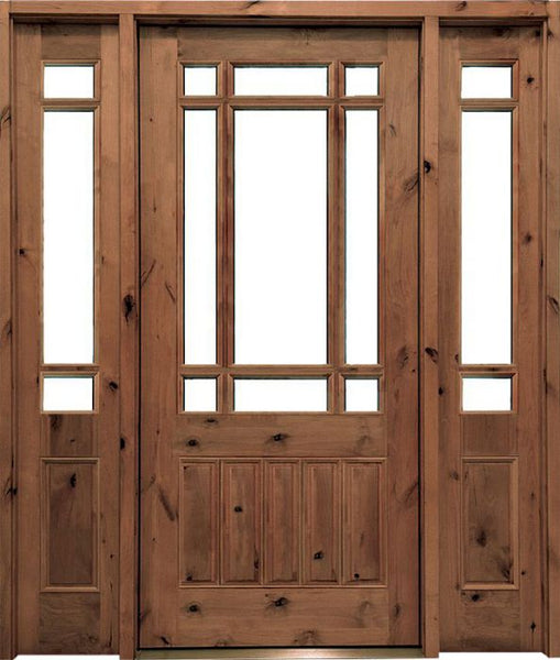 WDMA 62x80 Door (5ft2in by 6ft8in) Exterior Knotty Alder Walhalla Single Door/2Sidelight 1