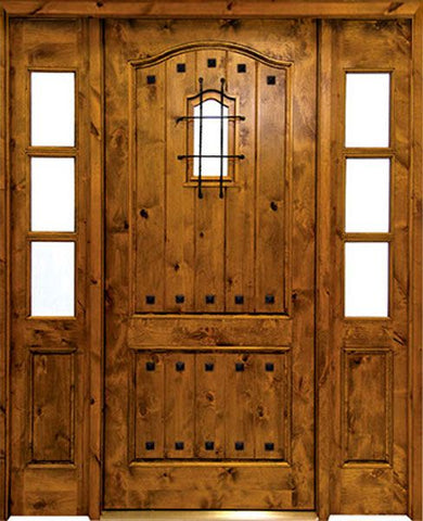 WDMA 62x80 Door (5ft2in by 6ft8in) Exterior Knotty Alder Kenmure Single/2Sidelight w Speakeasy 1