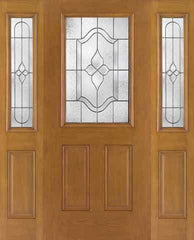 WDMA 62x80 Door (5ft2in by 6ft8in) Exterior Oak Fiberglass Door 1/2 Lite Concorde 6ft8in 2 Sidelight 1