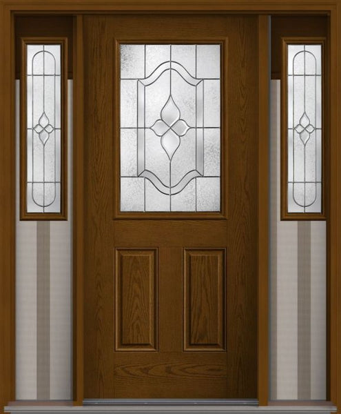 WDMA 62x80 Door (5ft2in by 6ft8in) Exterior Oak Concorde Half Lite 2 Panel Fiberglass Door 2 Sides 1