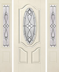 WDMA 62x80 Door (5ft2in by 6ft8in) Exterior Smooth Blackstone 3/4 Deluxe Oval Lite 2 Panel Star Door 2 Sides 1