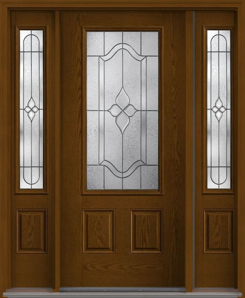 WDMA 62x80 Door (5ft2in by 6ft8in) Exterior Oak Concorde 3/4 Lite 2 Panel Fiberglass Door 2 Sides 1