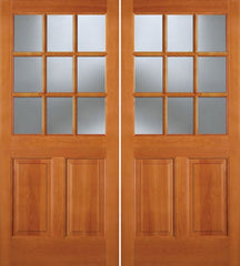 WDMA 64x80 Door (5ft4in by 6ft8in) Exterior Fir 944 9 Lite 2 Panel Double Door 1