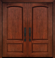 WDMA 64x80 Door (5ft4in by 6ft8in) Exterior Cherry IMPACT | 80in Double 2 Panel Arch or Knotty Alder Door 1