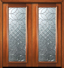 WDMA 64x80 Door (5ft4in by 6ft8in) Exterior Mahogany 80in Double Full Lite Savoy Door 1