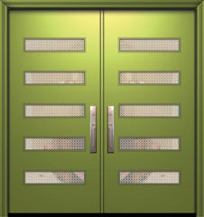 WDMA 64x80 Door (5ft4in by 6ft8in) Exterior Smooth 80in Double Beverly Solid Contemporary Door w/Metal Grid 1