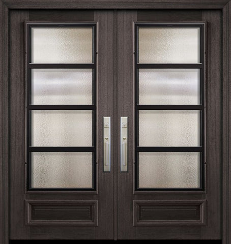 WDMA 64x80 Door (5ft4in by 6ft8in) Exterior Mahogany 80in Double 3/4 Lite Urban Steel Grille Portobello Door 1