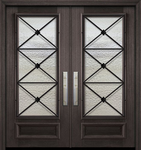 WDMA 64x80 Door (5ft4in by 6ft8in) Exterior Mahogany 80in Double 3/4 Lite Republic Portobello Door 1