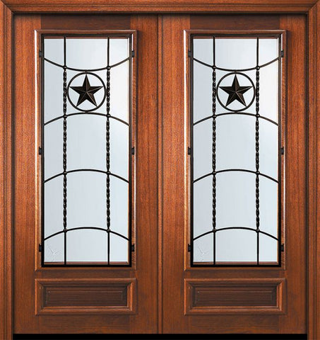 WDMA 64x80 Door (5ft4in by 6ft8in) Exterior Mahogany 80in Double 3/4 Lite Texan Door 1