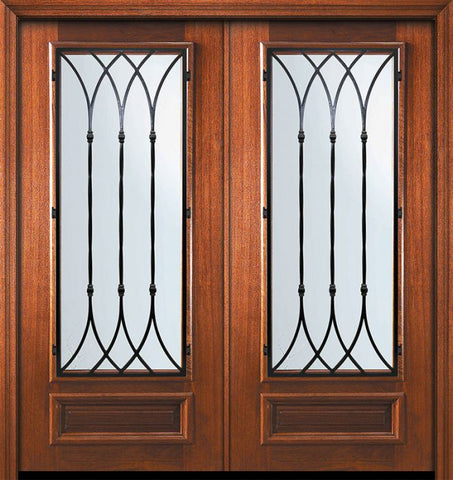 WDMA 64x80 Door (5ft4in by 6ft8in) Exterior Mahogany 80in Double 3/4 Lite Warwick Door 1