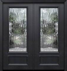 WDMA 64x80 Door (5ft4in by 6ft8in) Exterior 80in ThermaPlus Steel 3/4 Lite Privacy Glass Double Door 1