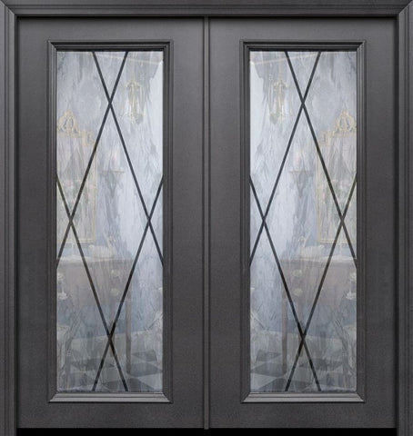 WDMA 64x80 Door (5ft4in by 6ft8in) Exterior 80in ThermaPlus Steel Sandringham Full Lite Double Door 1