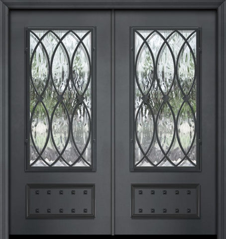 WDMA 64x80 Door (5ft4in by 6ft8in) Exterior 80in ThermaPlus Steel La Salle 1 Panel 3/4 Lite Double Door 1