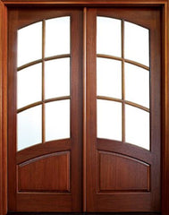 WDMA 64x96 Door (5ft4in by 8ft) Exterior Swing Mahogany Aberdeen TDL 6 Lite Double Door 1