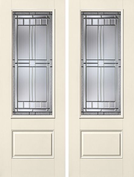 WDMA 64x96 Door (5ft4in by 8ft) Exterior Smooth SaratogaTM 8ft 3/4 Lite 1 Panel Star Double Door 1