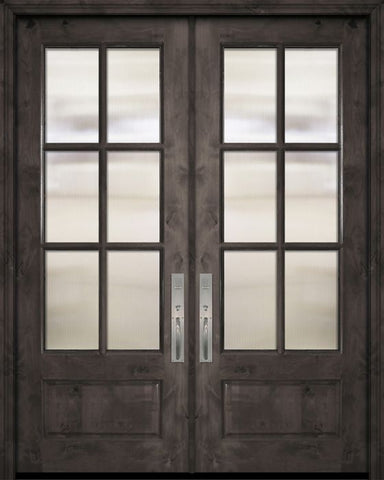 WDMA 64x96 Door (5ft4in by 8ft) Exterior Knotty Alder 96in Double 3/4 Lite 6 Lite SDL Estancia Alder Door 1