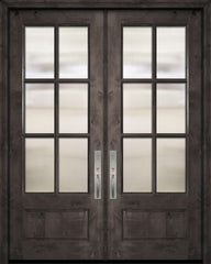 WDMA 64x96 Door (5ft4in by 8ft) Exterior Knotty Alder 96in Double 3/4 Lite 6 Lite SDL Estancia Alder Door 1