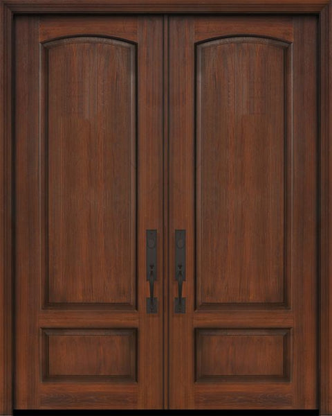 WDMA 64x96 Door (5ft4in by 8ft) Exterior Cherry 96in Double 2 Panel Arch or Knotty Alder Door 1