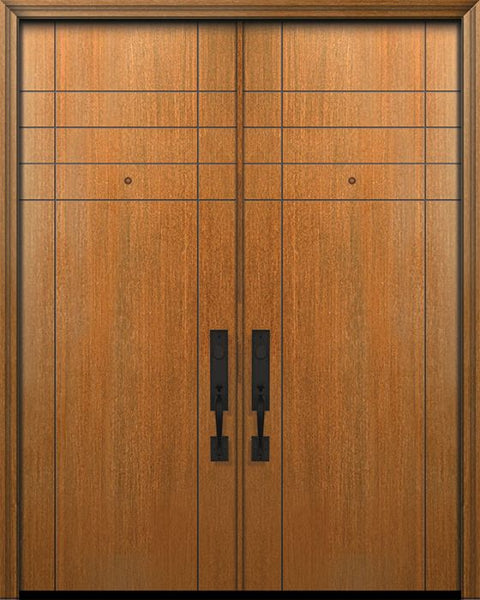 WDMA 64x96 Door (5ft4in by 8ft) Exterior Mahogany 96in Double Fleetwood Solid Contemporary Door 1