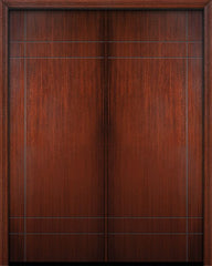 WDMA 64x96 Door (5ft4in by 8ft) Exterior Mahogany 96in Double Inglewood Solid Contemporary Door 1