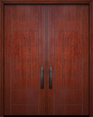 WDMA 64x96 Door (5ft4in by 8ft) Exterior Mahogany 96in Double Brentwood Solid Contemporary Door 1