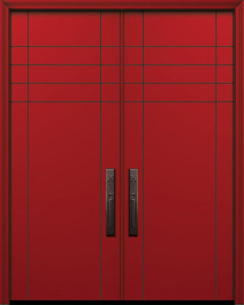 WDMA 64x96 Door (5ft4in by 8ft) Exterior Smooth IMPACT | 96in Double Fleetwood Solid Contemporary Door 1