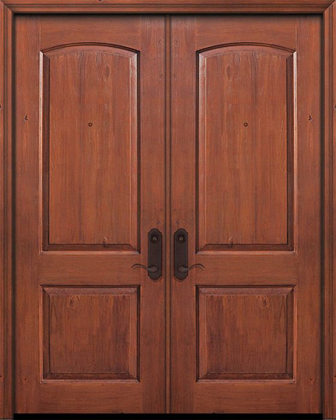 WDMA 64x96 Door (5ft4in by 8ft) Exterior Knotty Alder 96in Double 2 Panel Arch Door 1