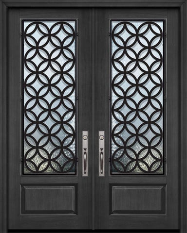 WDMA 64x96 Door (5ft4in by 8ft) Exterior Cherry IMPACT | 96in Double 1 Panel 3/4 Lite Eclectic Steel Grille Door 1