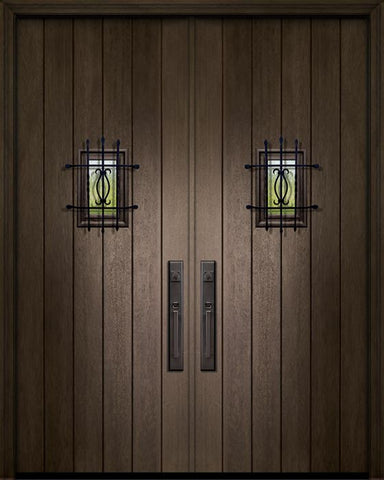 WDMA 64x96 Door (5ft4in by 8ft) Exterior Mahogany IMPACT | 96in Double Plank Door with Speakeasy 1