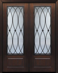 WDMA 64x96 Door (5ft4in by 8ft) Exterior Cherry 96in Double 1 Panel 3/4 Lite La Salle Door 1