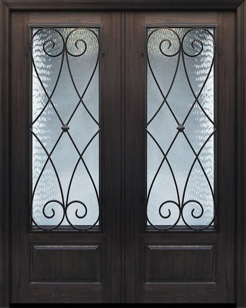 WDMA 64x96 Door (5ft4in by 8ft) Exterior Cherry 96in Double 1 Panel 3/4 Lite Charleston Door 1