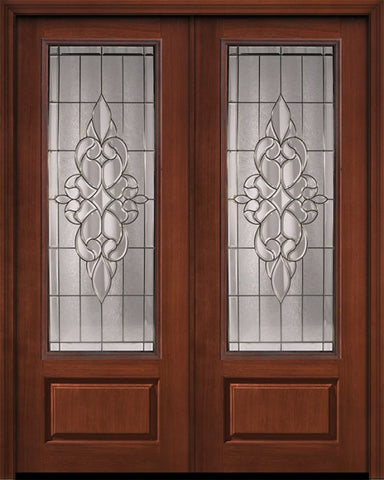 WDMA 64x96 Door (5ft4in by 8ft) Exterior Cherry 96in Double 1 Panel 3/4 Lite Courtlandt Walnut / Door 1