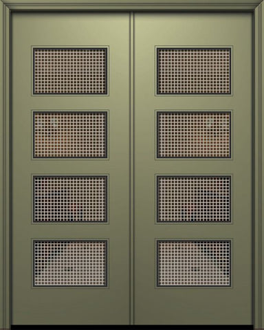 WDMA 64x96 Door (5ft4in by 8ft) Exterior Smooth 96in Double Santa Monica Solid Contemporary Door w/Metal Grid 1