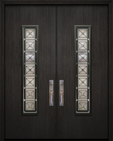 WDMA 64x96 Door (5ft4in by 8ft) Exterior Mahogany 96in Double Malibu Contemporary Door with Speakeasy 1