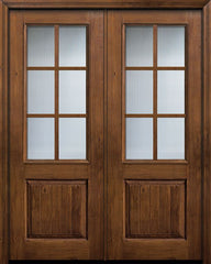 WDMA 64x96 Door (5ft4in by 8ft) Exterior Knotty Alder IMPACT | 96in Double 2/3 Lite 1 Panel 6 Lite SDL Door 1