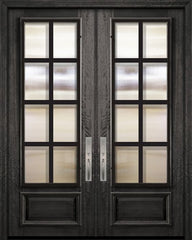 WDMA 64x96 Door (5ft4in by 8ft) Exterior Mahogany 96in Double 3/4 Lite Minimal Steel Grille Portobello Door 1