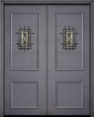 WDMA 64x96 Door (5ft4in by 8ft) Exterior 96in ThermaPlus Steel 2 Panel Double Door with Speakeasy 1