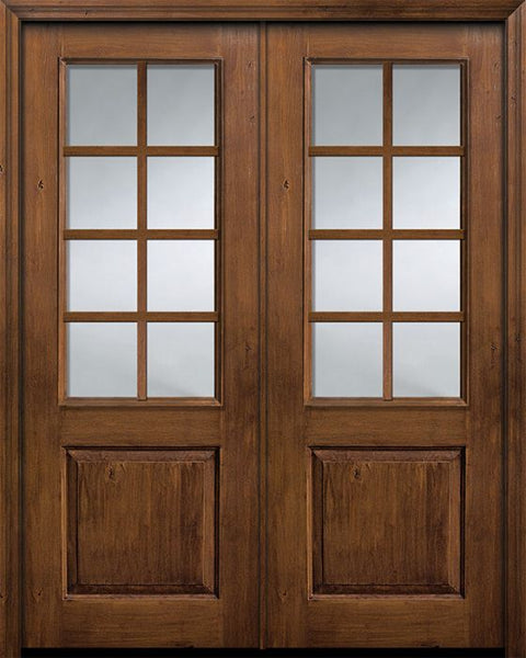 WDMA 64x96 Door (5ft4in by 8ft) Exterior Knotty Alder IMPACT | 96in Double 2/3 Lite 1 Panel 8 Lite SDL Door 1