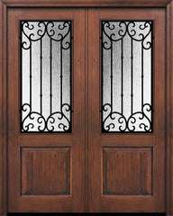 WDMA 64x96 Door (5ft4in by 8ft) Exterior Knotty Alder IMPACT | 96in Double 1 Panel 2/3 Lite Valencia Door 1