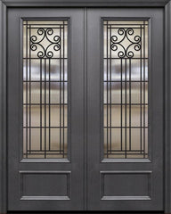 WDMA 64x96 Door (5ft4in by 8ft) Exterior 96in ThermaPlus Steel Novara 1 Panel 3/4 Lite GBG Double Door 1