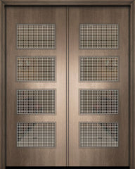 WDMA 64x96 Door (5ft4in by 8ft) Exterior Mahogany 96in Double Santa Monica Contemporary Door w/Metal Grid 1