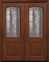 WDMA 64x96 Door (5ft4in by 8ft) Exterior Knotty Alder 96in Double 1 Panel 2/3 Arch Lite Marsala Door 1